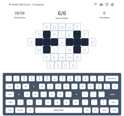 💀 WordSkull - Free word games online